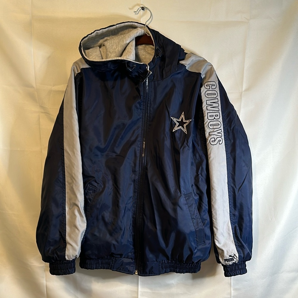 Team NFL Puma Reversible Dallas Cowboys Jacket Fleece Hoodie Size Medium
